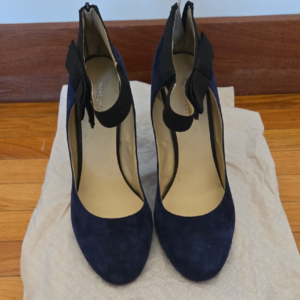 Nine West Black and Blue Suede Women's Heels